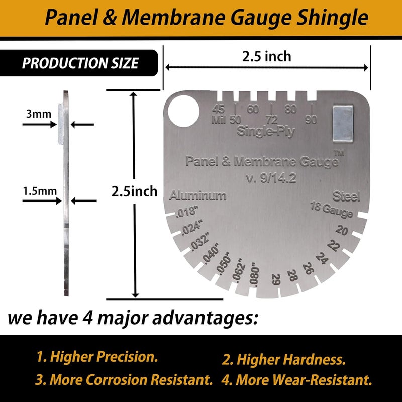 seacses Upgraded Panel & Membrane Gauge Shingle, Replaces Shingle Gauge, Measuring Thickness and Metal, Thickness for Metal Roofing and Membrane Roofing Single Double Ply - Image 2